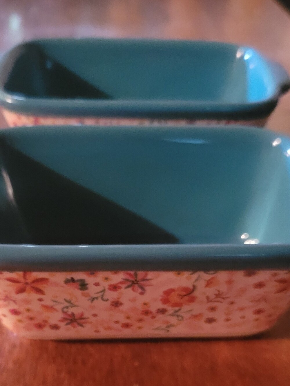 Pair Of Pioneer Woman Stoneware Small Loaf Dish with Blue (115)